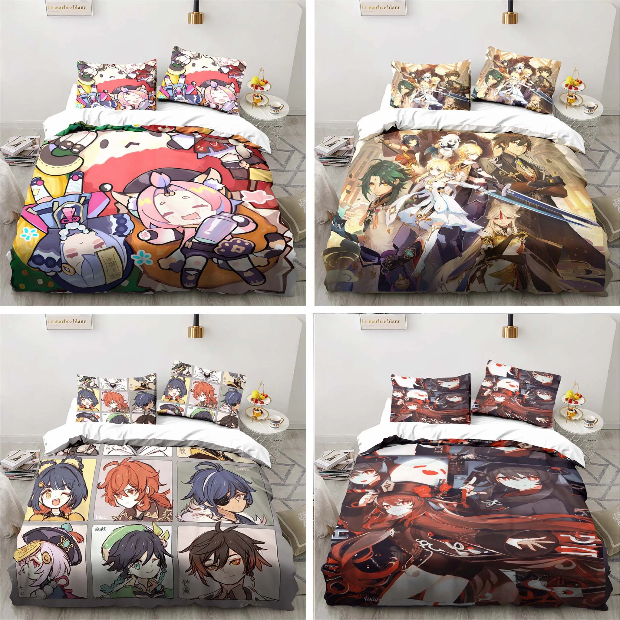 Cartoon Anime Genshin Impact G - Linen Duvet Cover reseña y precio