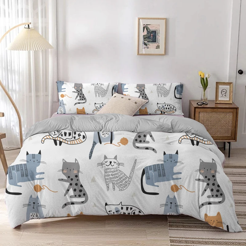 Cartoon Cat Duvet Cover Set Ca - Linen Duvet Cover reseña y precio
