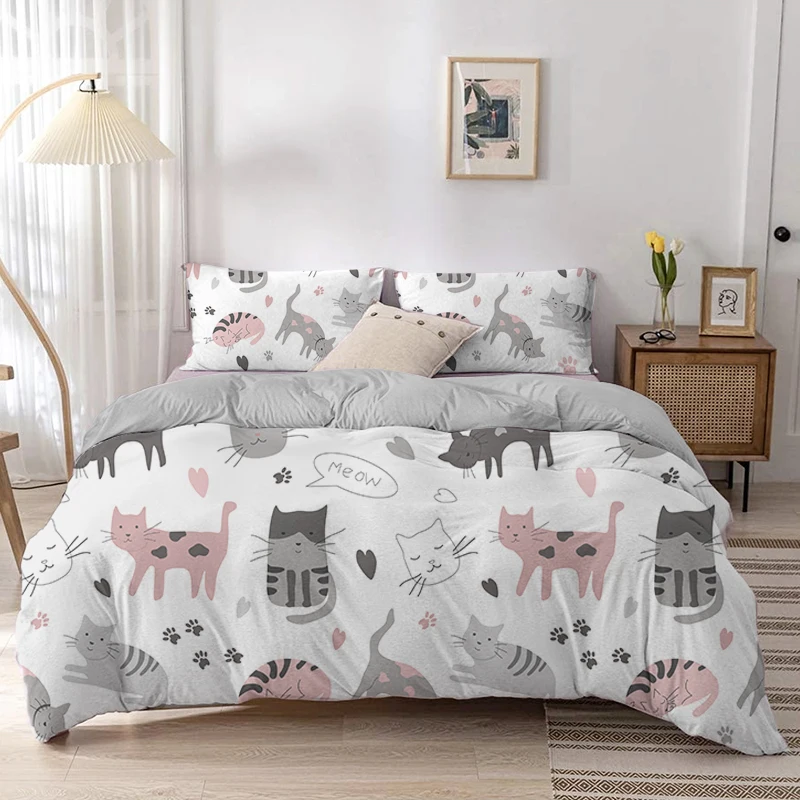 Cartoon Cat Duvet Cover Set Ca - Linen Duvet Cover reseña y precio