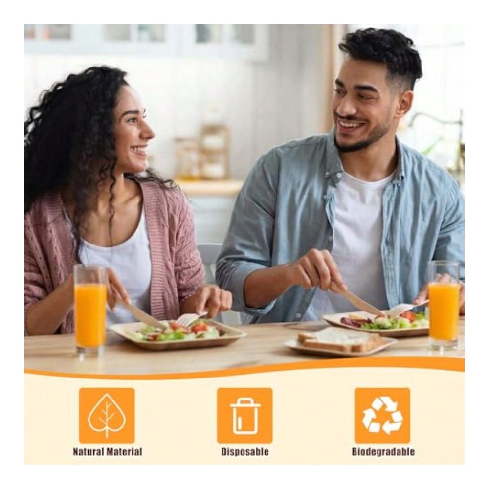 Pcs Disposable Bamboo Plates D - Bamboo Cutlery Set reseña y precio