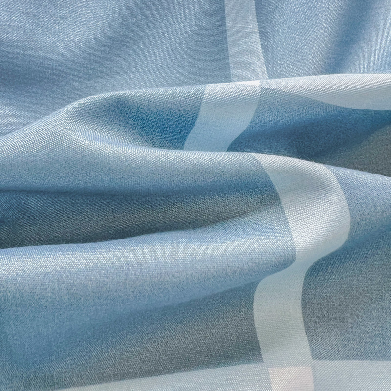 4PCS Light Blue Grid Bedding S - Linen Duvet Cover reseña y precio