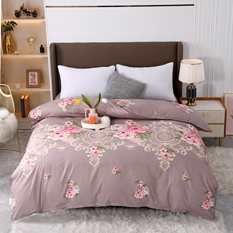 4pcs Mauve Base Rose Floral Be - Linen Duvet Cover reseña y precio