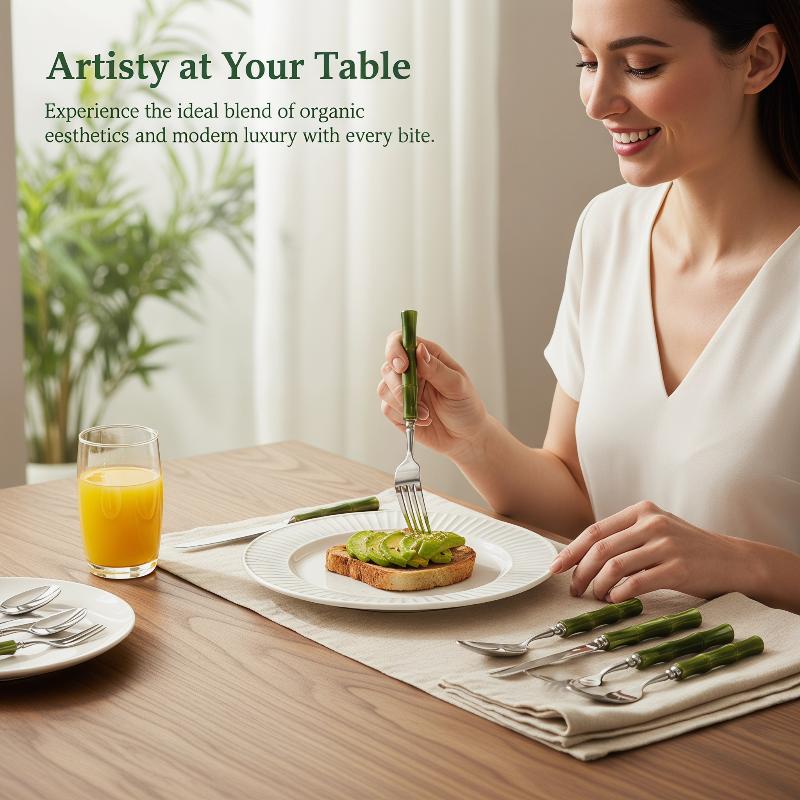 Practical Bamboo Handle Cutler - Bamboo Cutlery Set reseña y precio