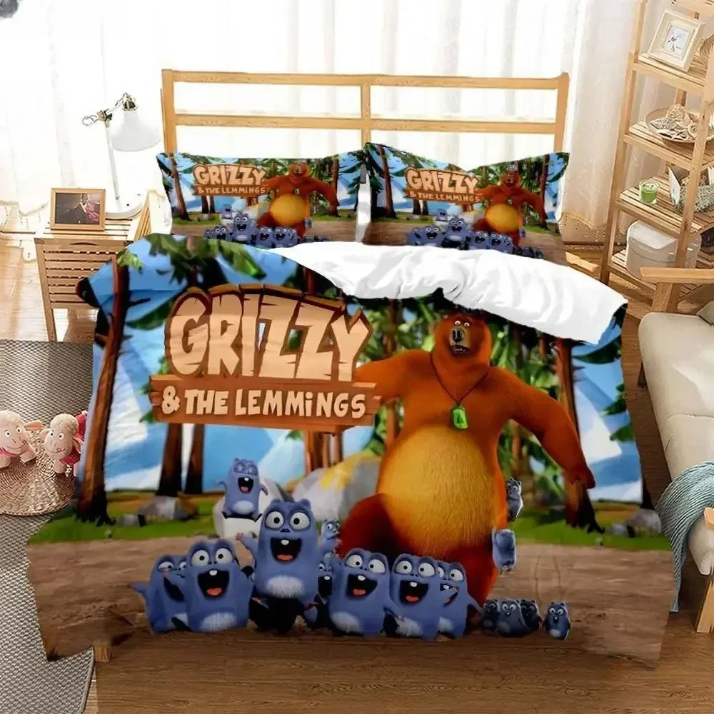 Grizzly & The Lemmings Cartoon - Linen Duvet Cover reseña y precio