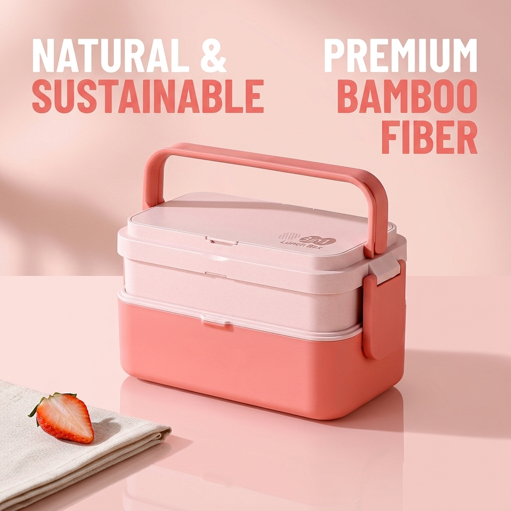 Portable Lunch Box Bamboo Fibe - Bamboo Cutlery Set reseña y precio