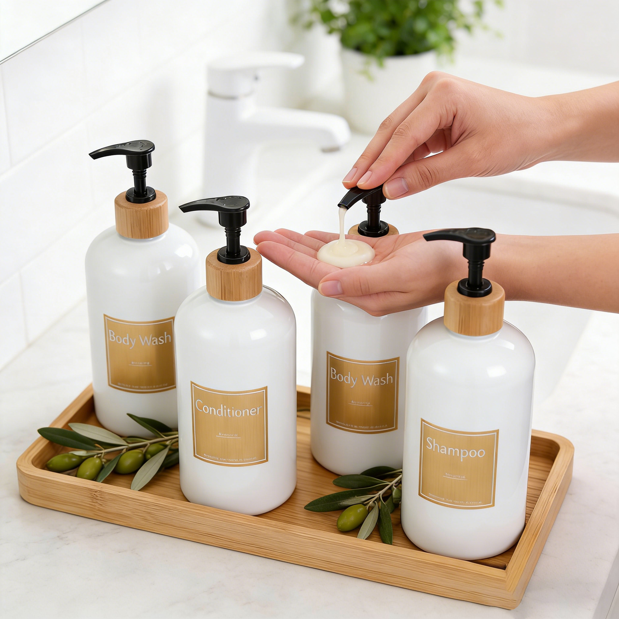 Refillable Soap Bottles with B - Bamboo Cutlery Set reseña y precio