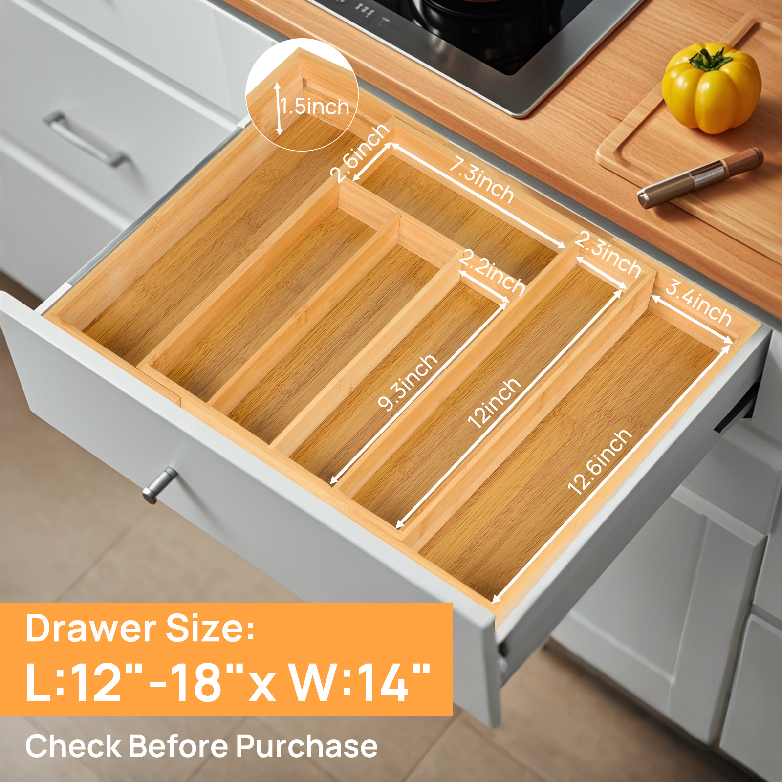 Bamboo Kitchen Drawer Organize - Bamboo Cutlery Set reseña y precio