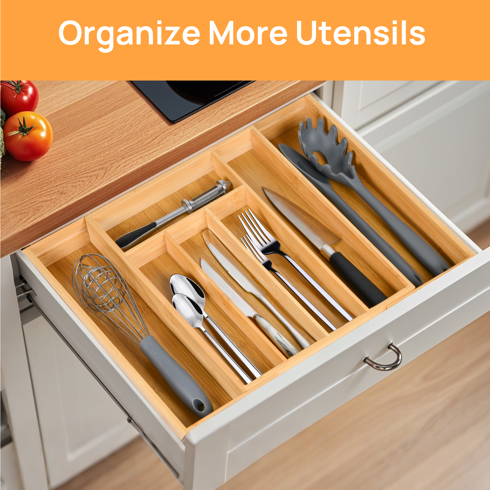 Bamboo Kitchen Drawer Organize - Bamboo Cutlery Set reseña y precio