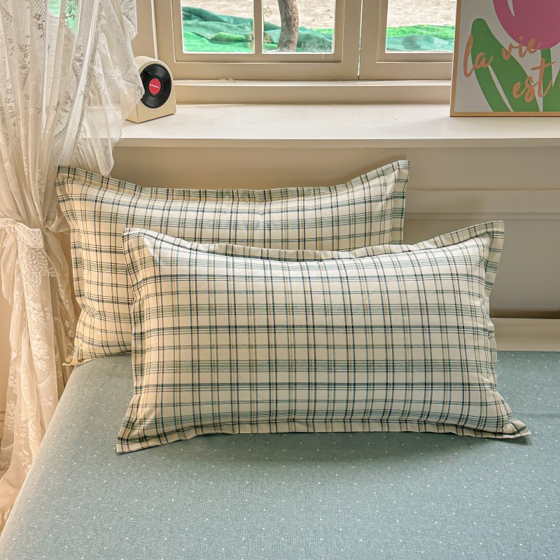 4PCS Green Plaid Bedding Set,  - Linen Duvet Cover reseña y precio