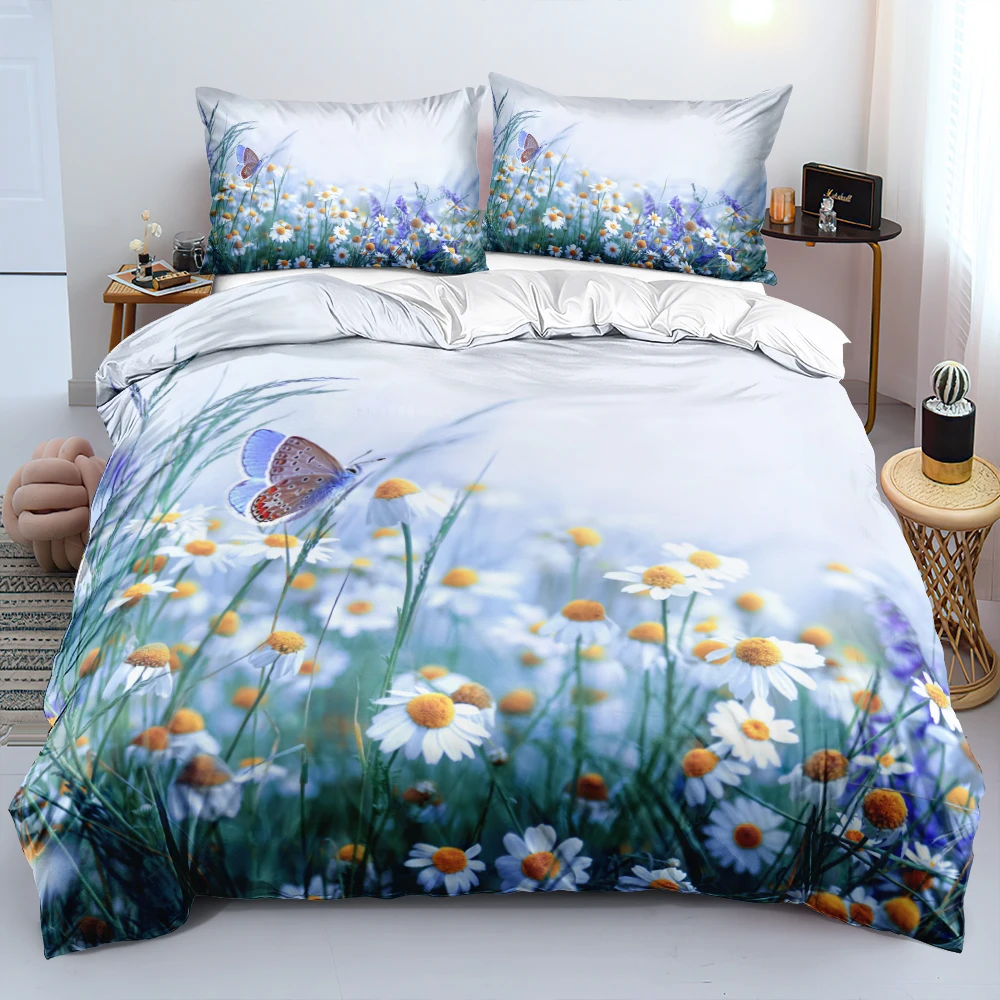 3D Design Flowers Duvet Cover  - Linen Duvet Cover reseña y precio